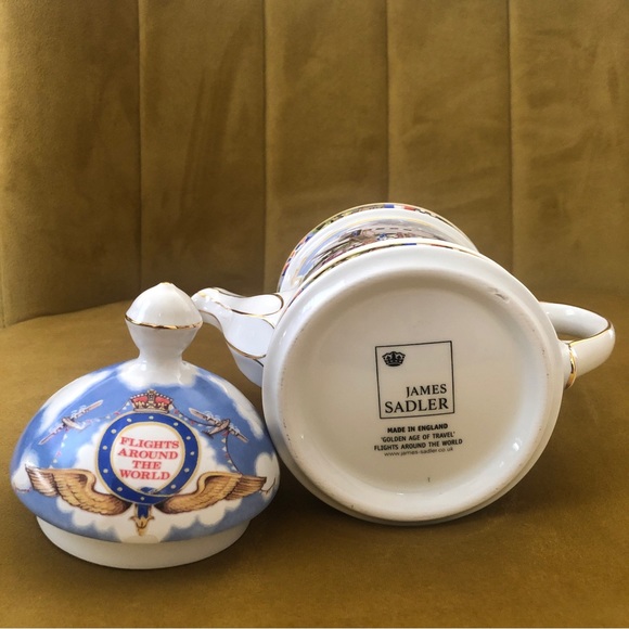 Vintage James Sadler Teapot - Golden Age of Travel - Flights Around The World - Picture 6 of 9